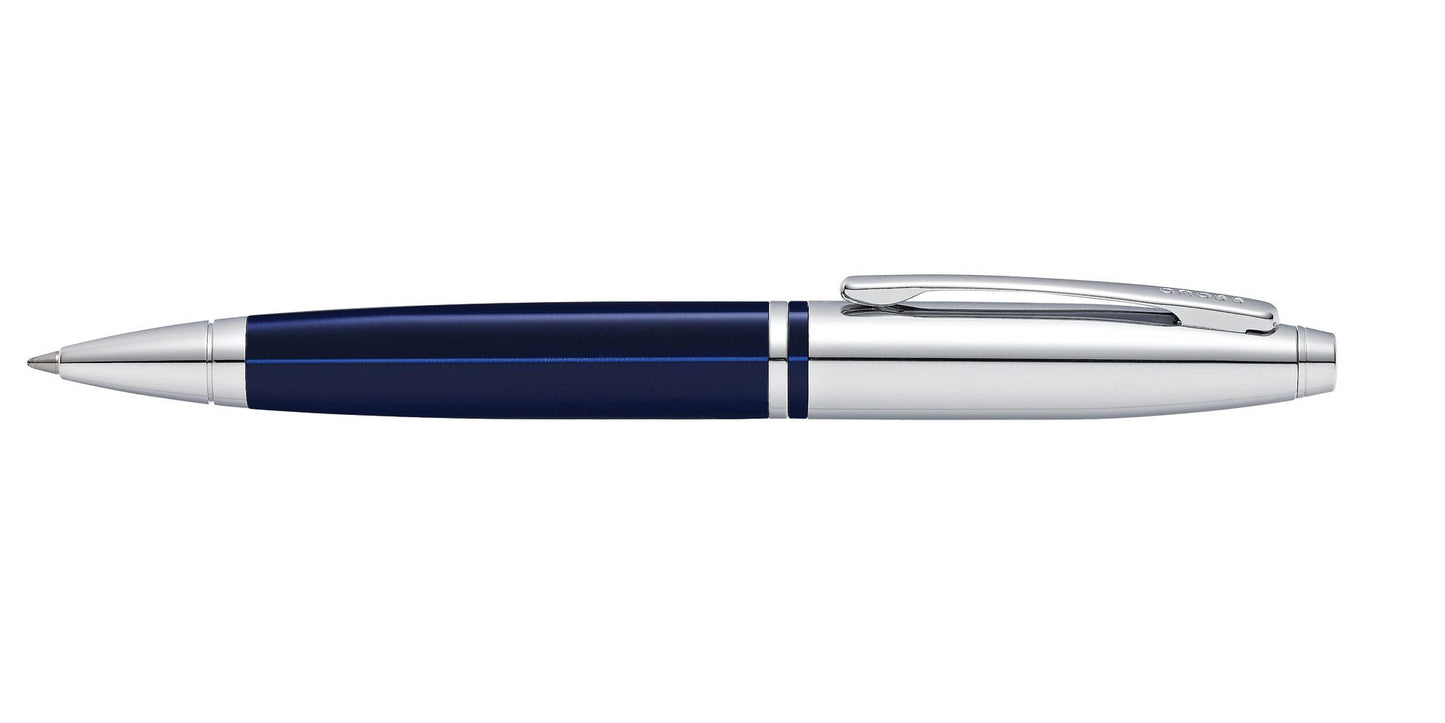 Cross Calais Chrome & Blue Laquer Ballpoint Pen - John Ross Jewellers