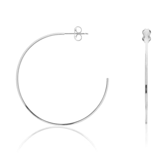 9ct White Gold Extra Skinny Hoop Earrings | 16mm - John Ross Jewellers