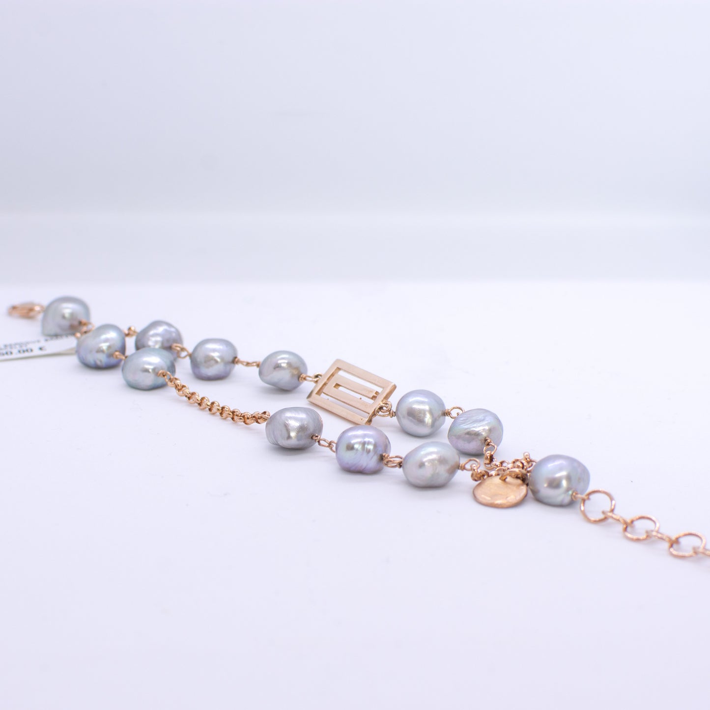 Grey Pearl & Rose Chain Bracelet - John Ross Jewellers
