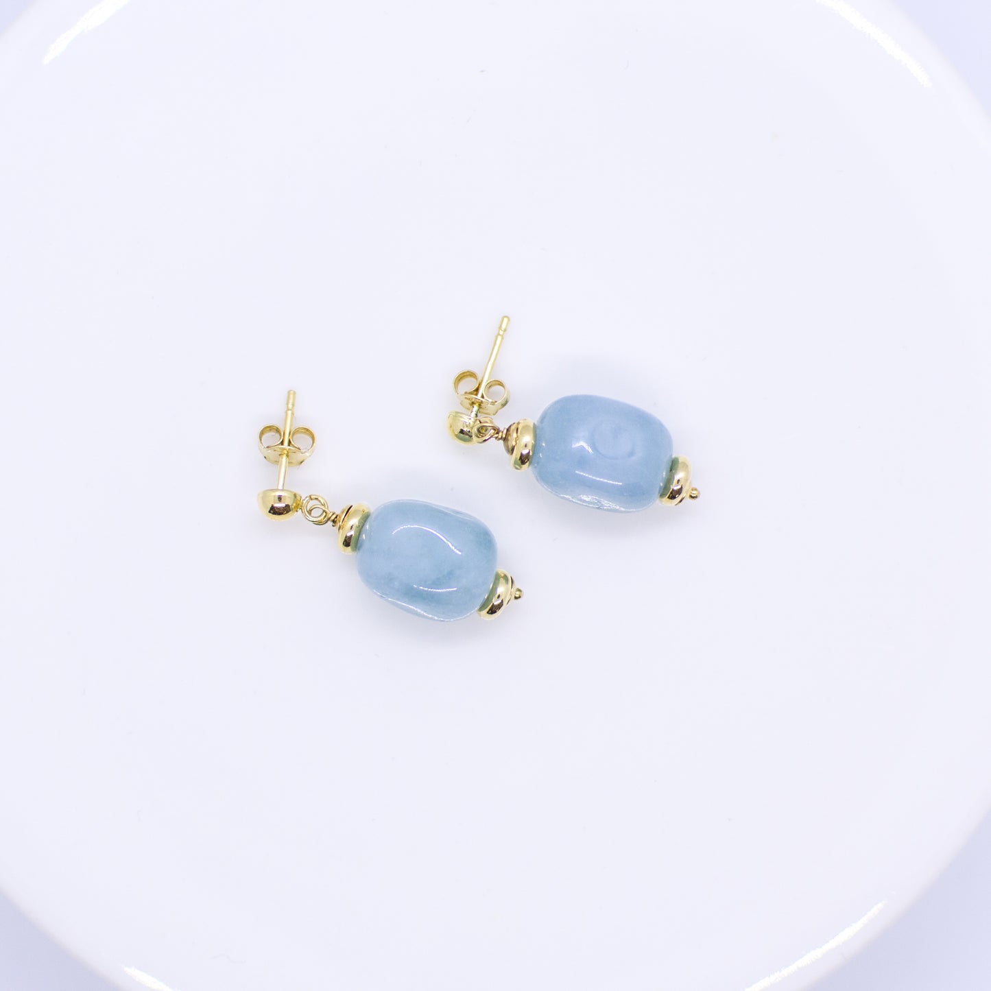 18ct Gold Silky Aquamarine Drop Earrings - John Ross Jewellers