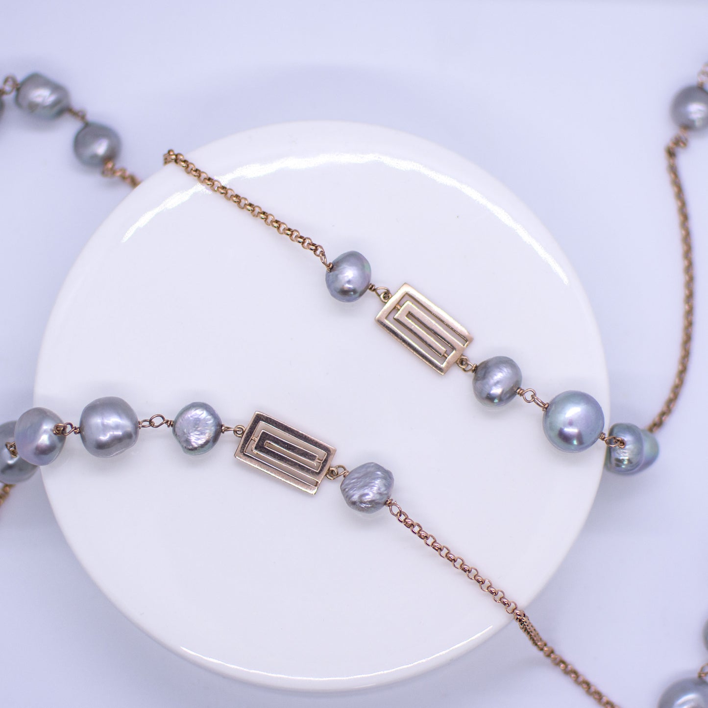 Grey Pearl & Rose Chain Necklace - John Ross Jewellers