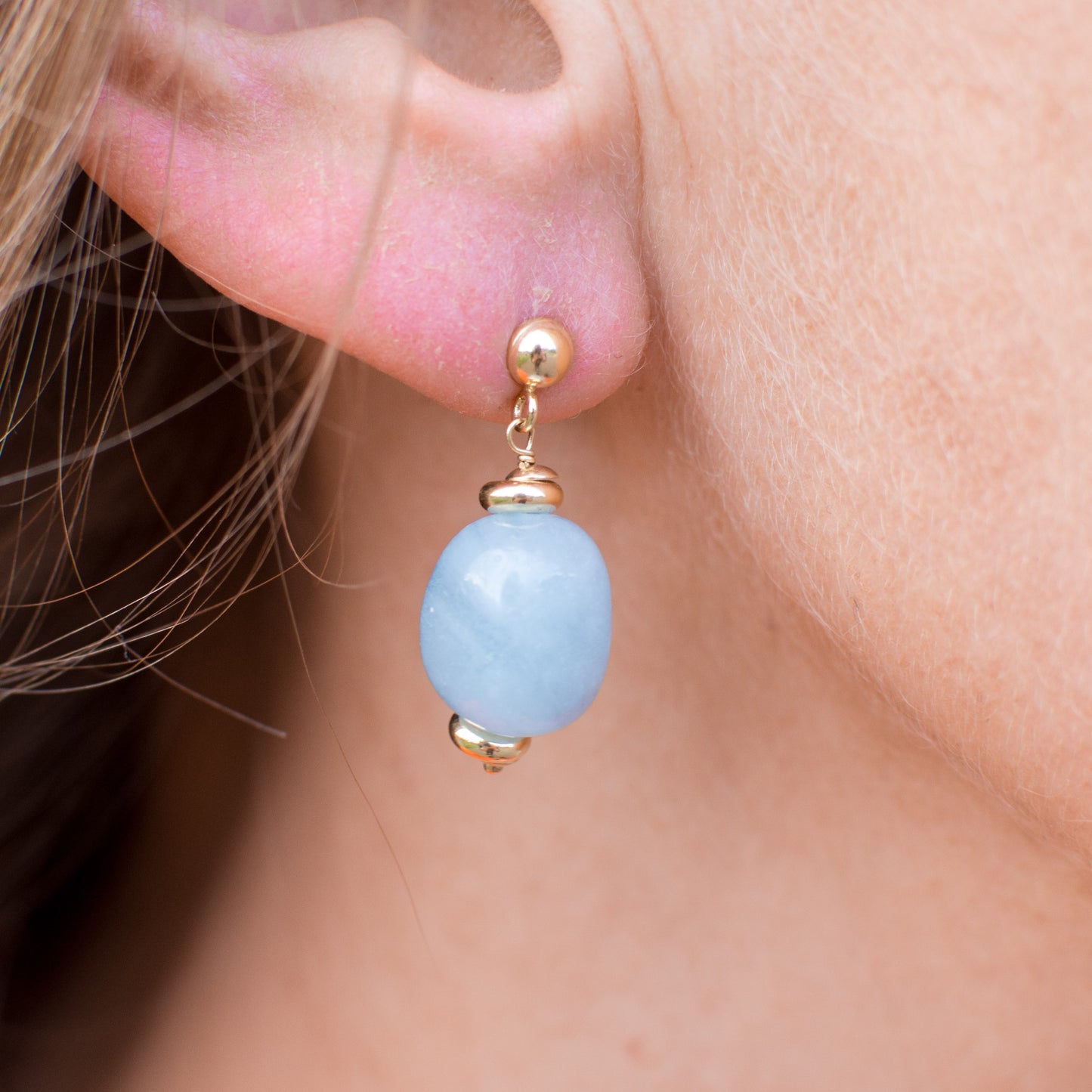 18ct Gold Silky Aquamarine Drop Earrings - John Ross Jewellers