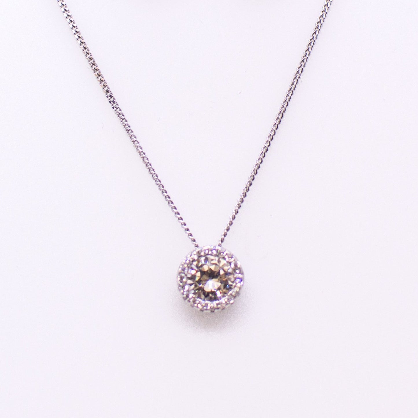 Silver CZ Halo Necklace - John Ross Jewellers