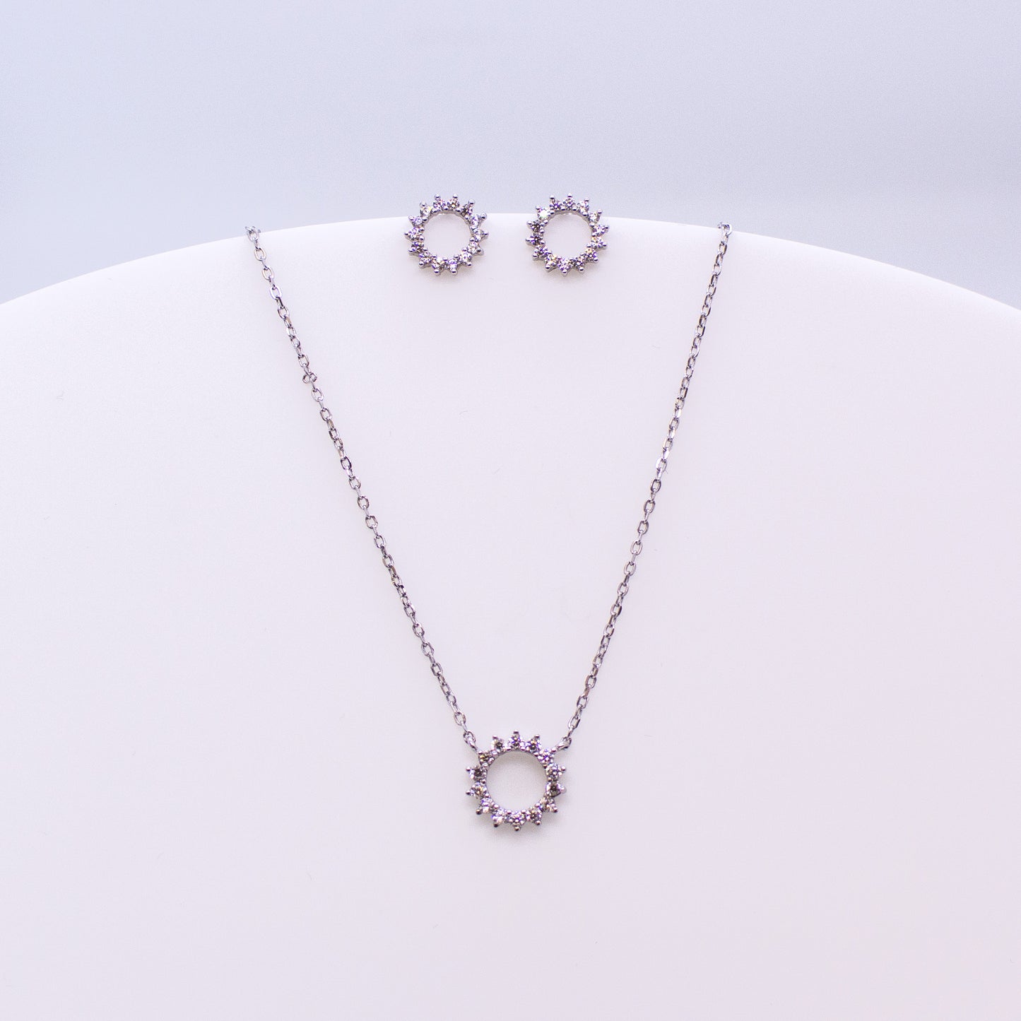 Silver CZ Open Circle Necklace - John Ross Jewellers
