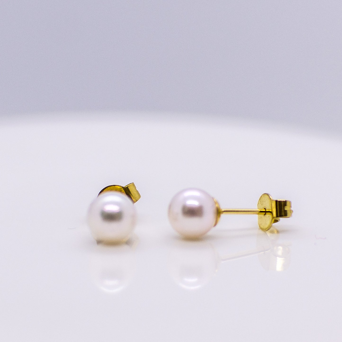 18ct Gold Akoya Pearl Earrings 5.5mm to 6mm - John Ross Jewellers