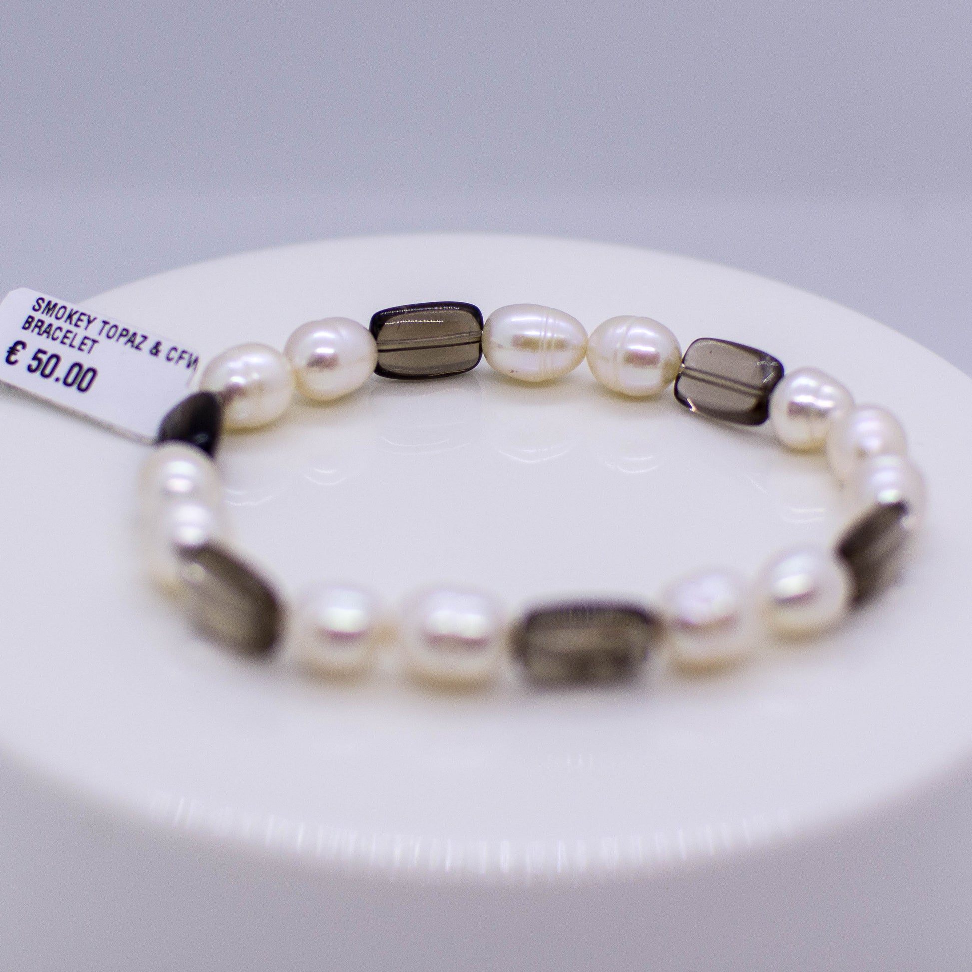 Cultured Freshwater Pearl & Smoky Quartz Bracelet - 8-12mm|19cm - John Ross Jewellers