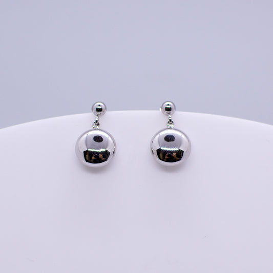 9ct White Gold Disc Drop Earrings - John Ross Jewellers