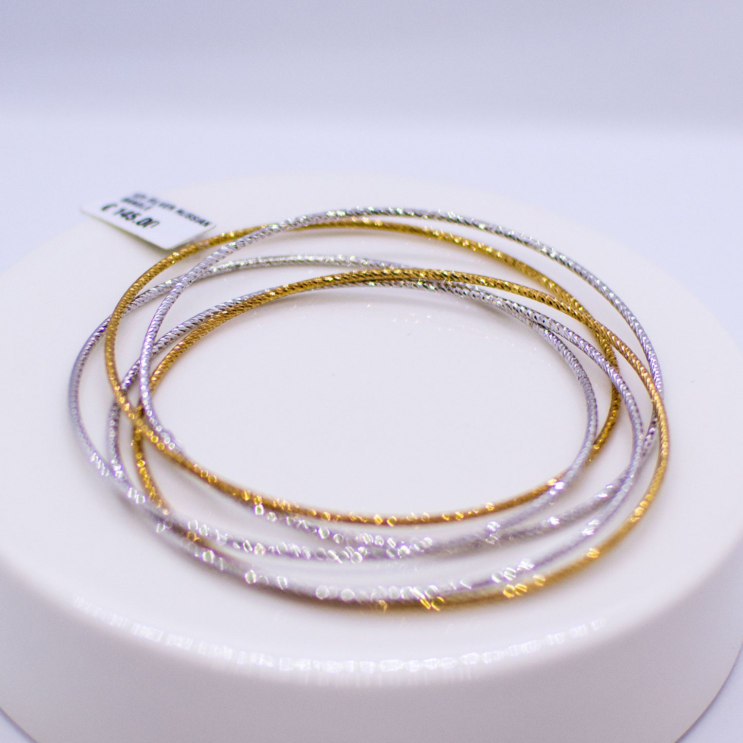 Silver Two Tone Four Part Russian Bangle - John Ross Jewellers