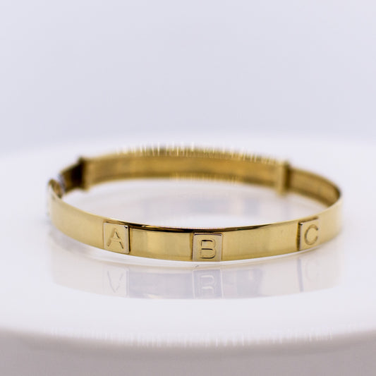 Kids 9ct Gold Alphabet Bangle - John Ross Jewellers