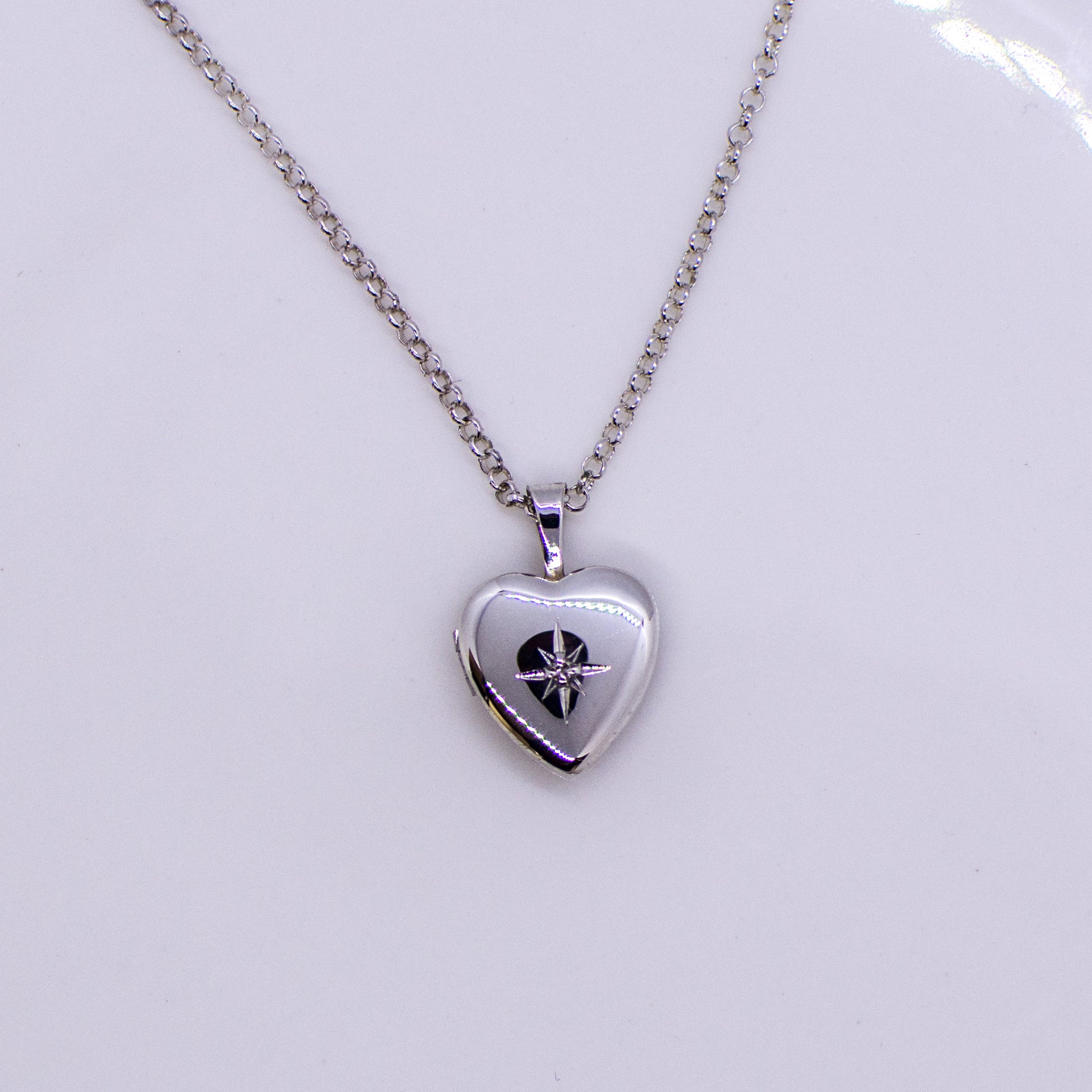 Silver Diamond Heart Locket and Chain - John Ross Jewellers