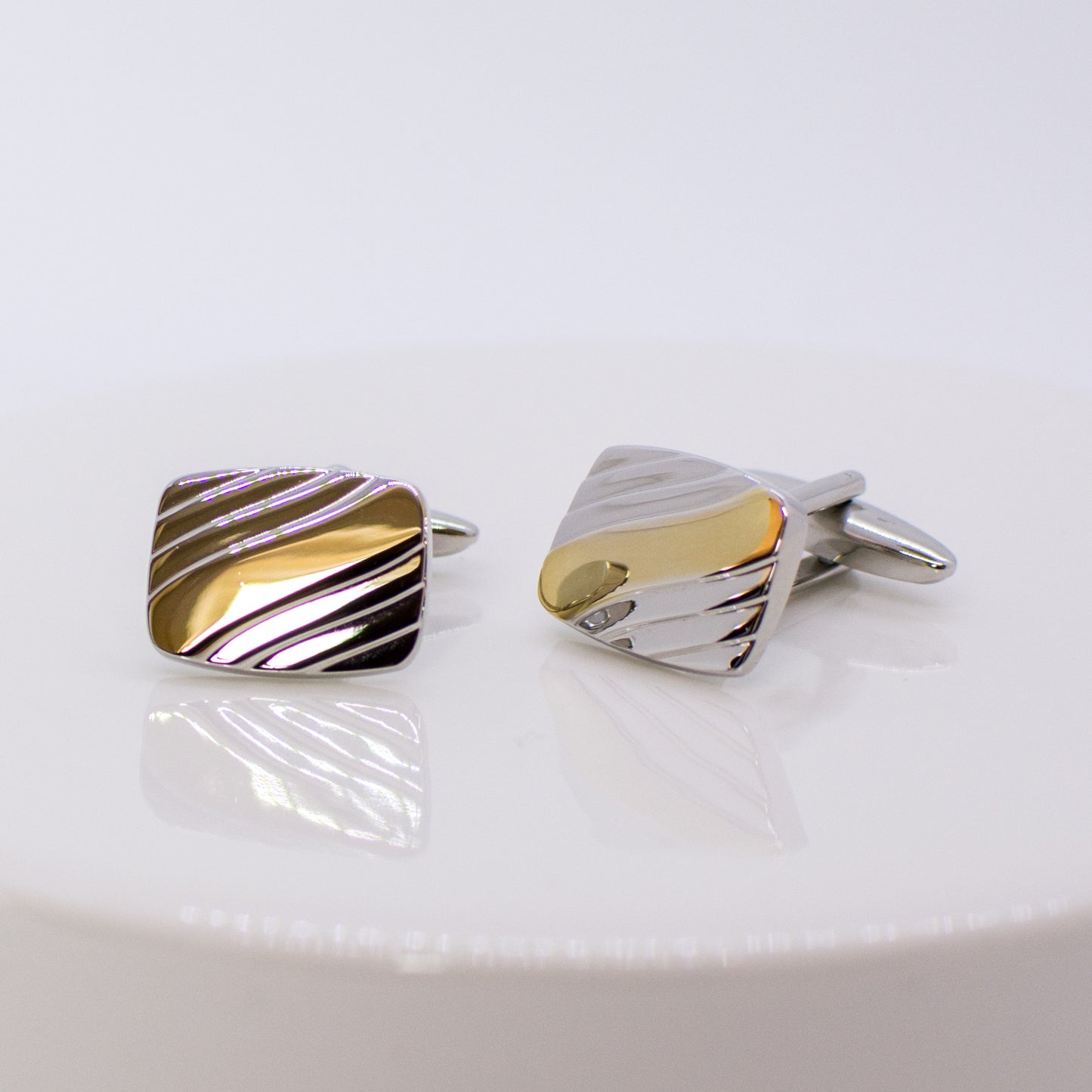 Silver & Gold Cufflinks - Square - John Ross Jewellers