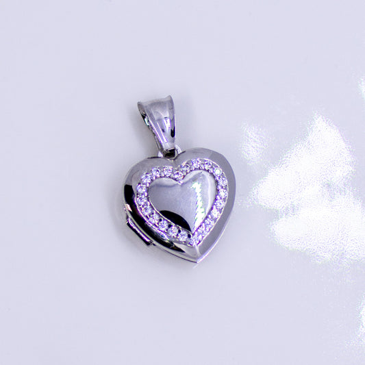 Silver CZ Heart Locket and Chain - John Ross Jewellers