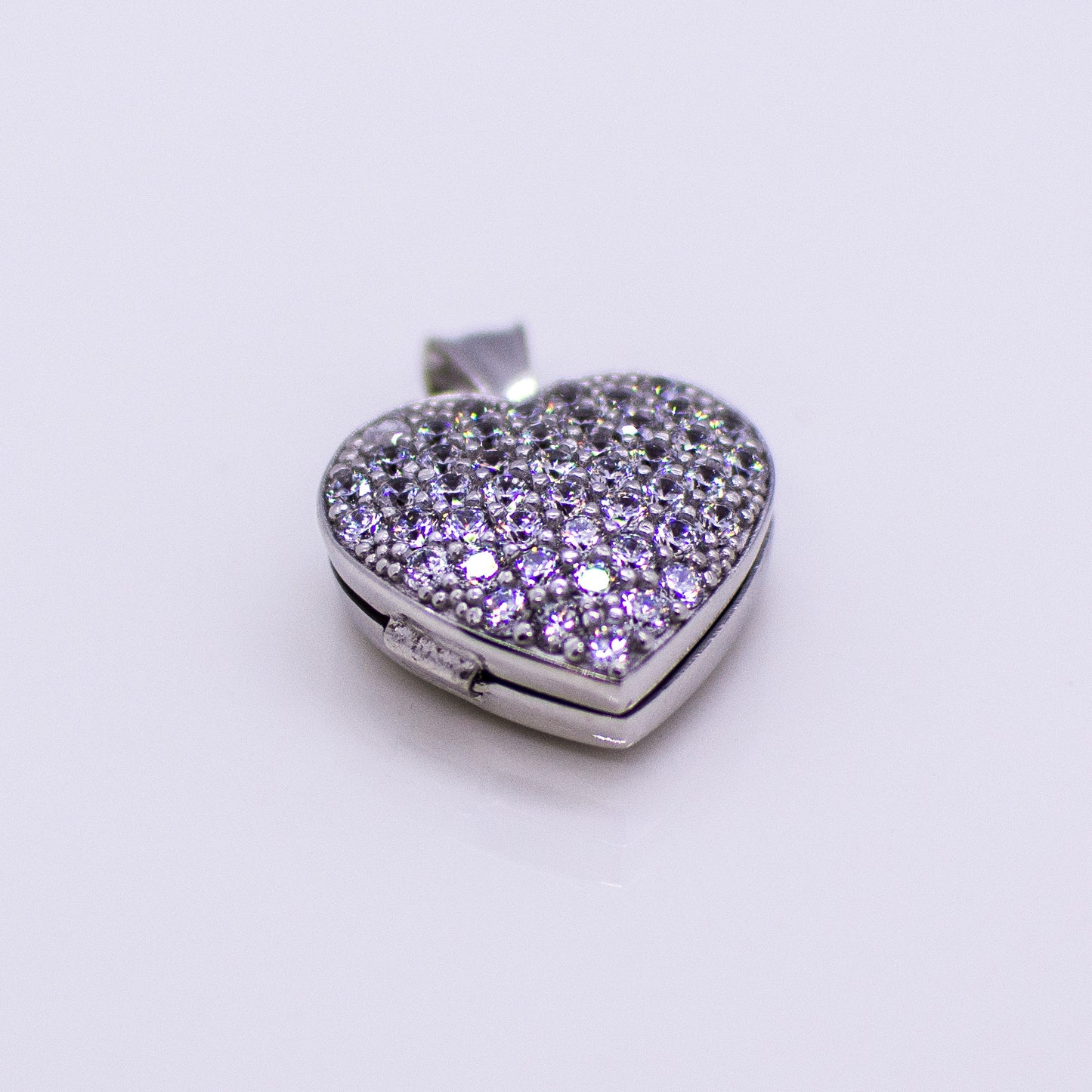Silver CZ Heart Locket and Chain - John Ross Jewellers