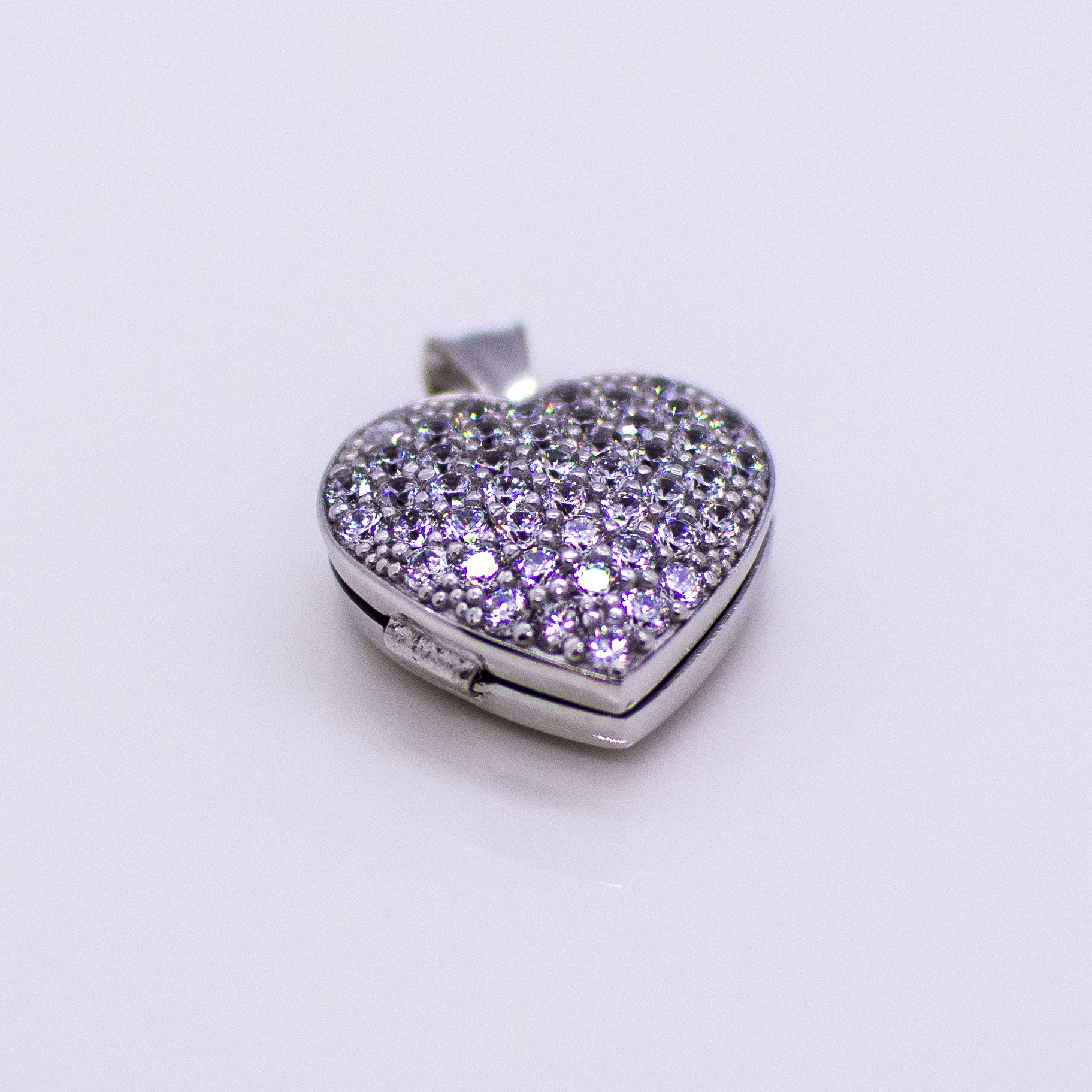 Silver CZ Heart Locket and Chain - John Ross Jewellers