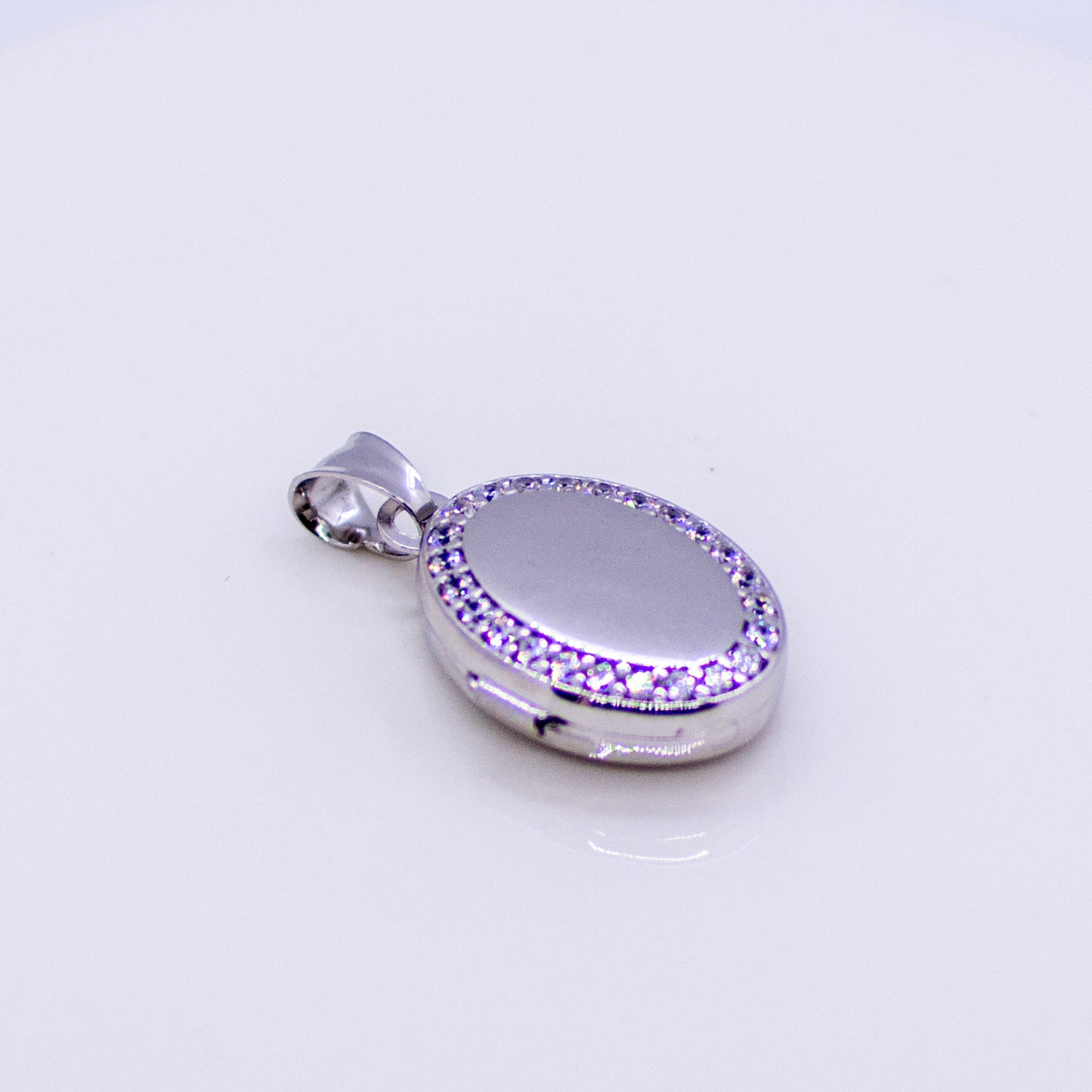 Silver CZ Oval Locket and Chain - John Ross Jewellers