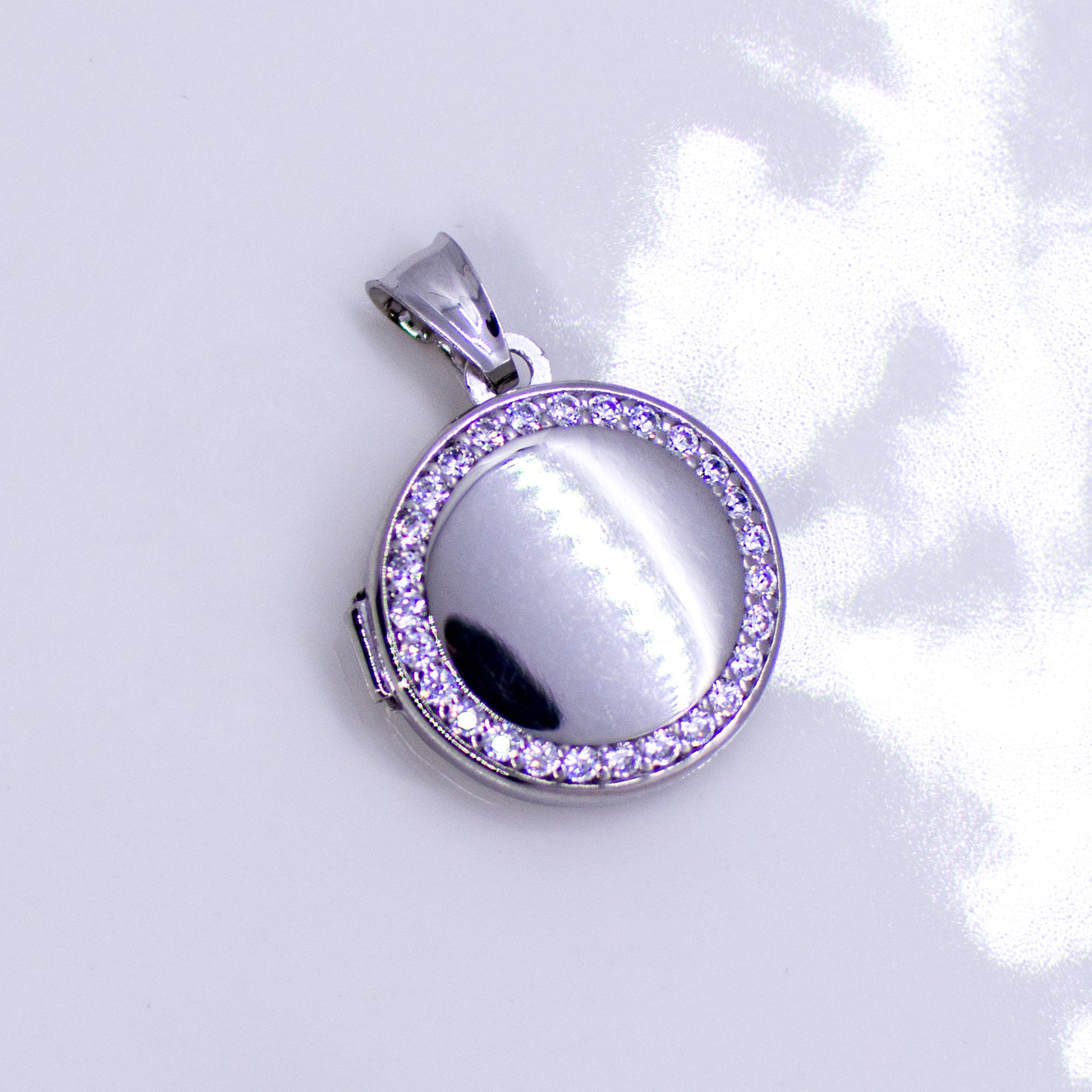 Silver CZ Round Locket and Chain - John Ross Jewellers