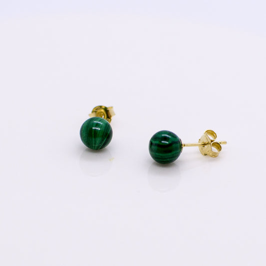 18ct Gold Malachite Stud Earrings - John Ross Jewellers