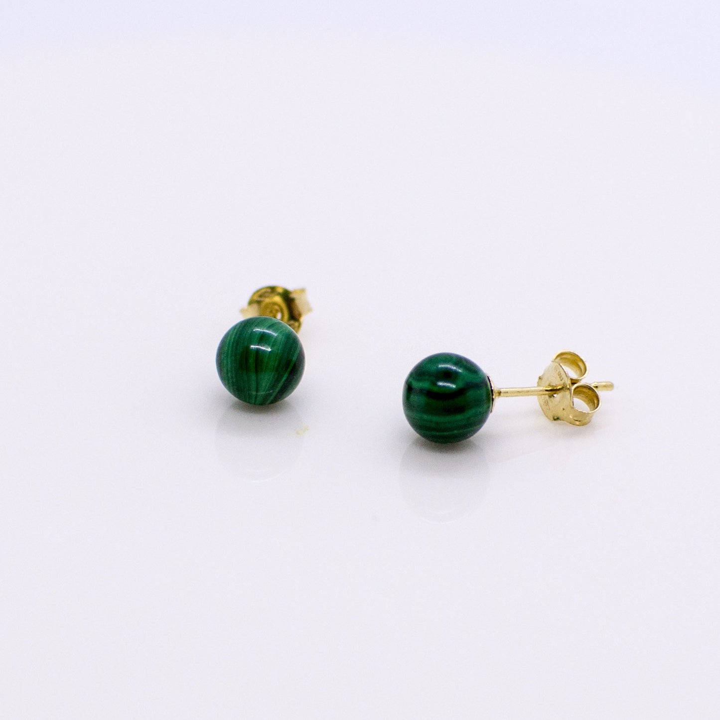 18ct Gold Malachite Stud Earrings | 6mm - John Ross Jewellers
