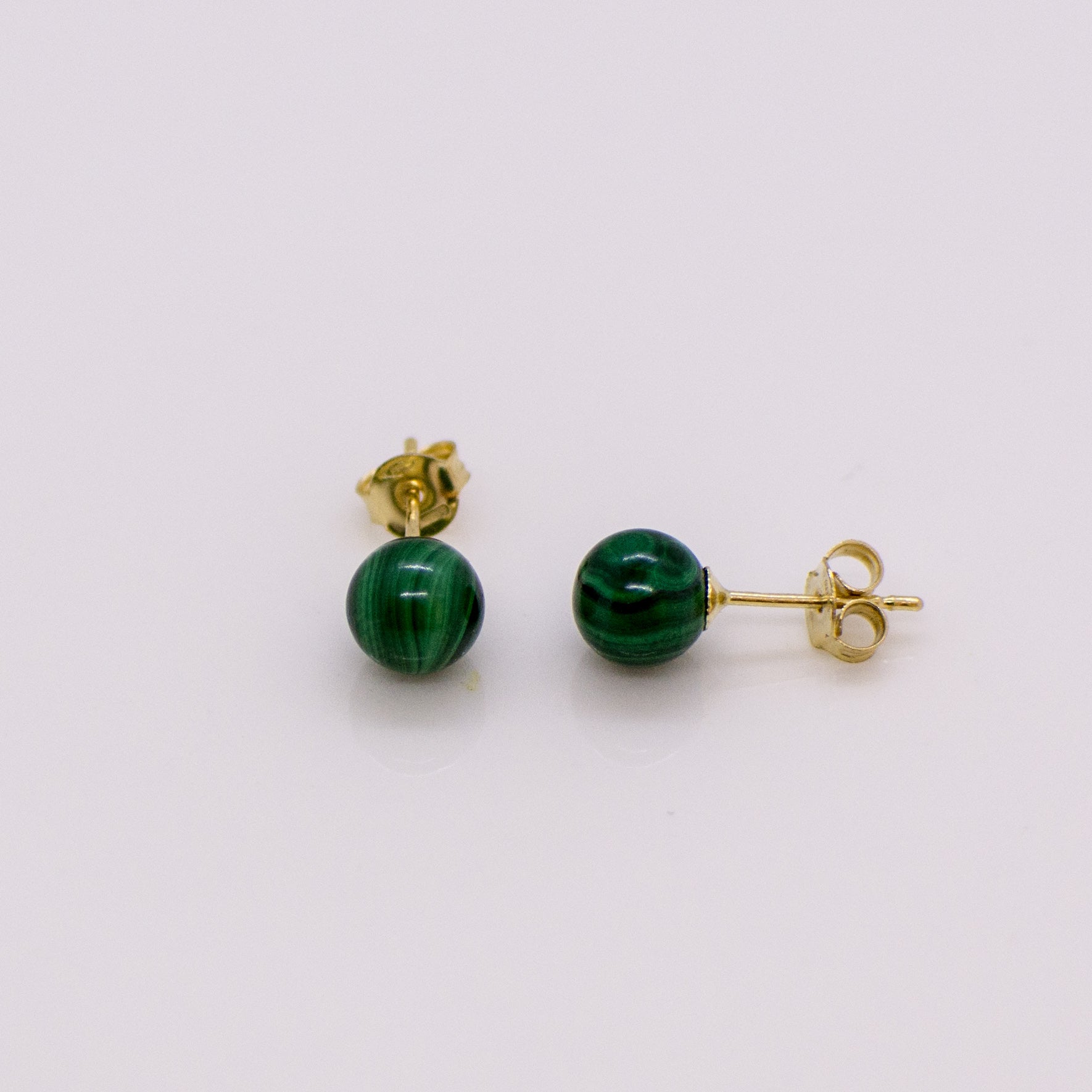 18ct Gold Malachite Stud Earrings - John Ross Jewellers