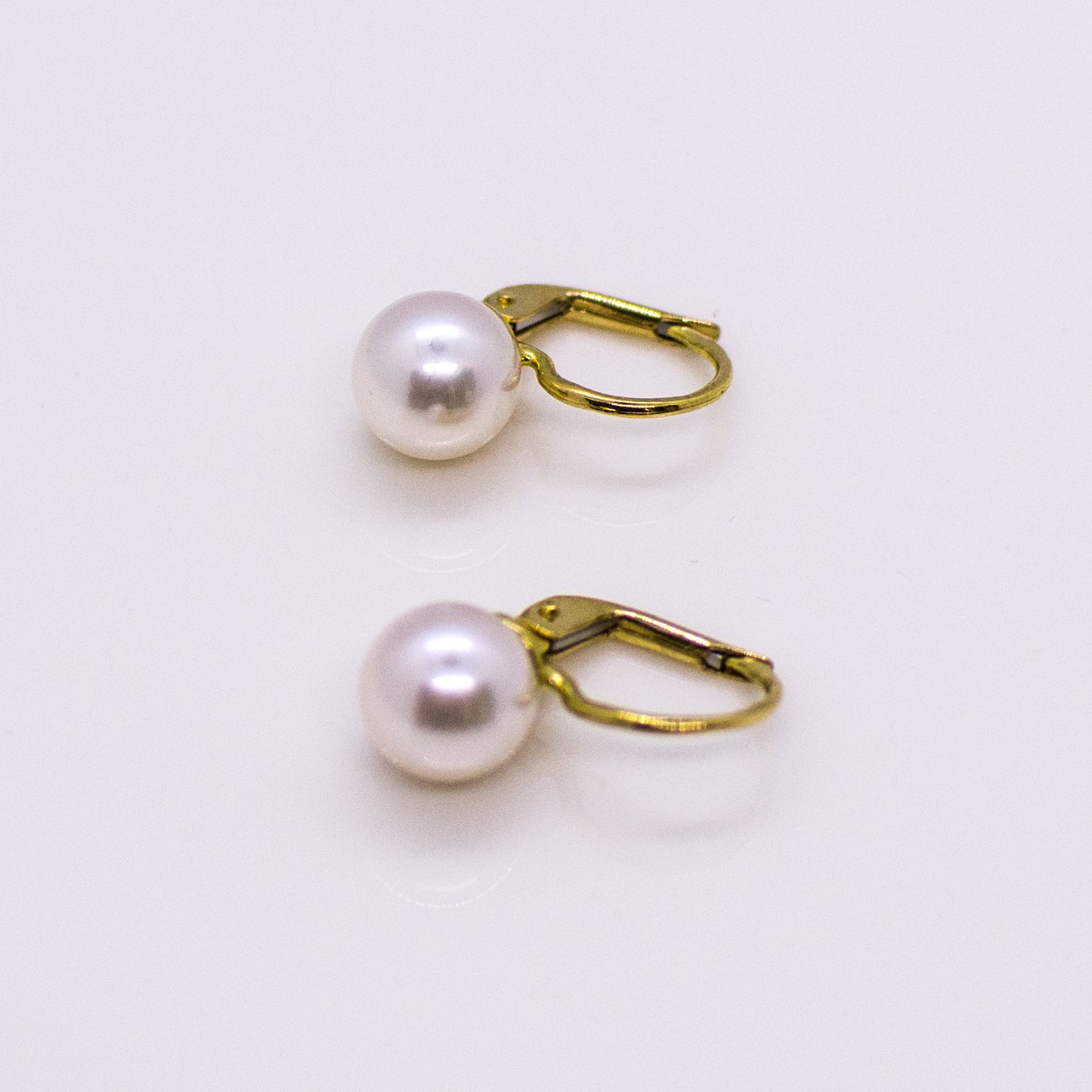 18ct Gold 8-8.5mm Akoya German Wire Drop Earrings - John Ross Jewellers