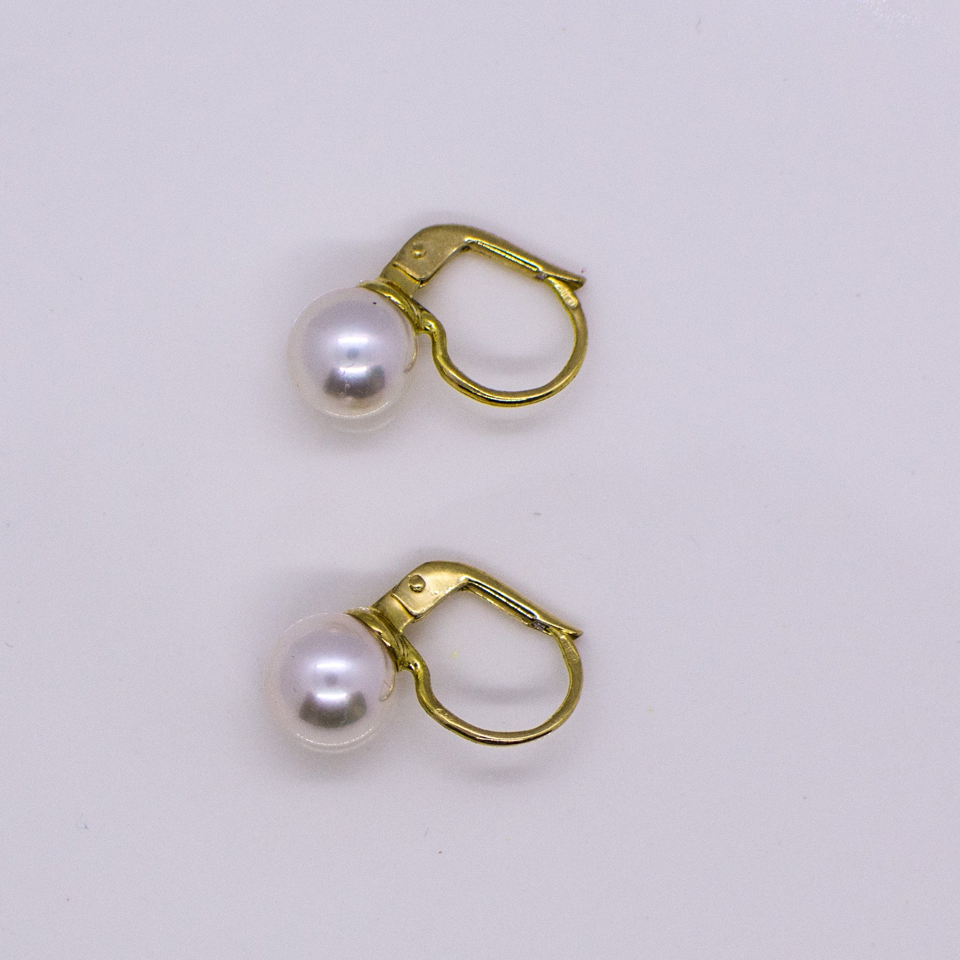 18ct Gold 8-8.5mm Akoya German Wire Drop Earrings - John Ross Jewellers