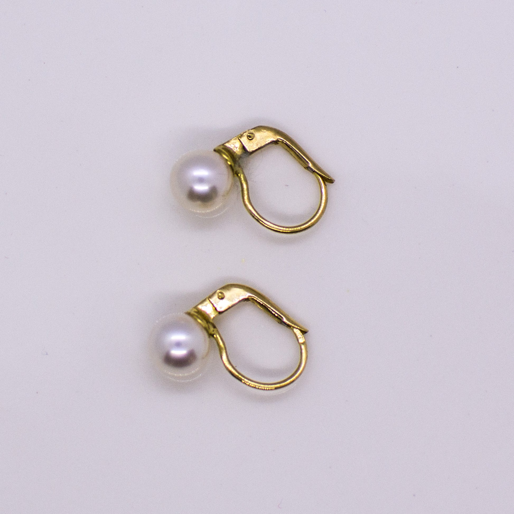 18ct Gold 7-7.5mm Akoya German Wire Drop Earrings - John Ross Jewellers
