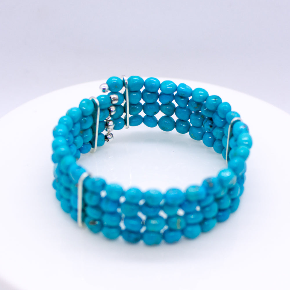 Silver Natural Turquoise Cuff - John Ross Jewellers