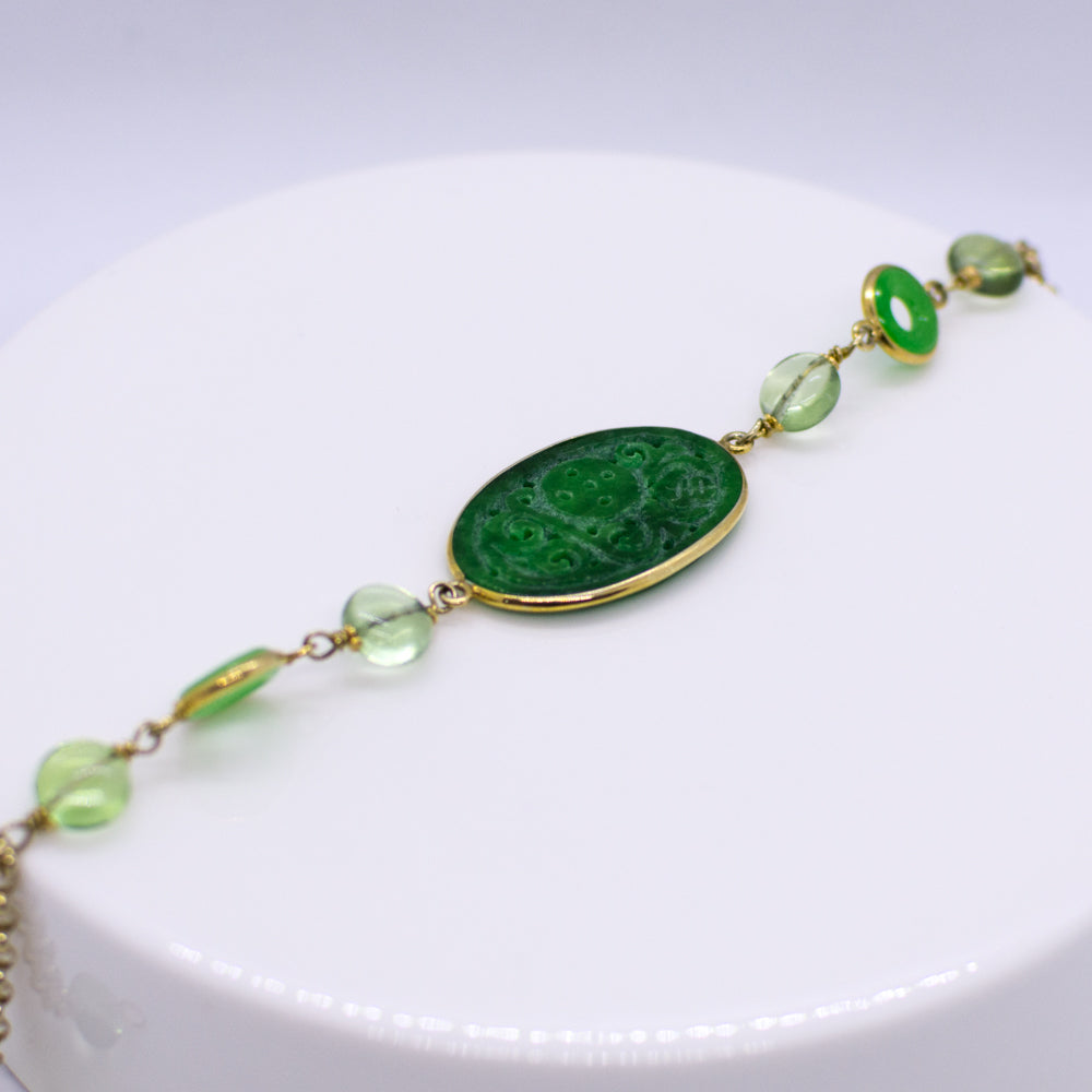 Carved Jade and Quartz Bracelet - John Ross Jewellers