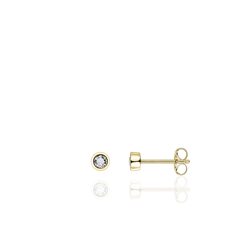 Glitz 3mm CZ Stud Earrings - Gold Bezel - John Ross Jewellers