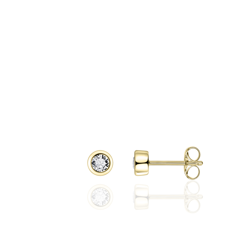 Glitz 4mm CZ Stud Earrings - Gold Bezel - John Ross Jewellers