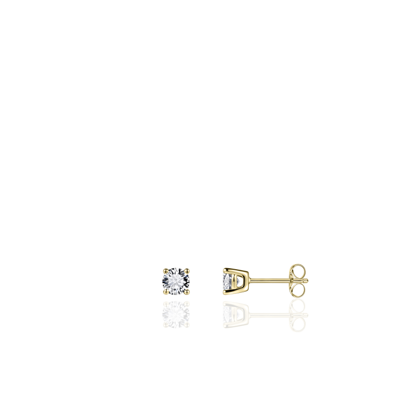 Glitz 3mm CZ Stud Earrings - Gold Four Claw - John Ross Jewellers