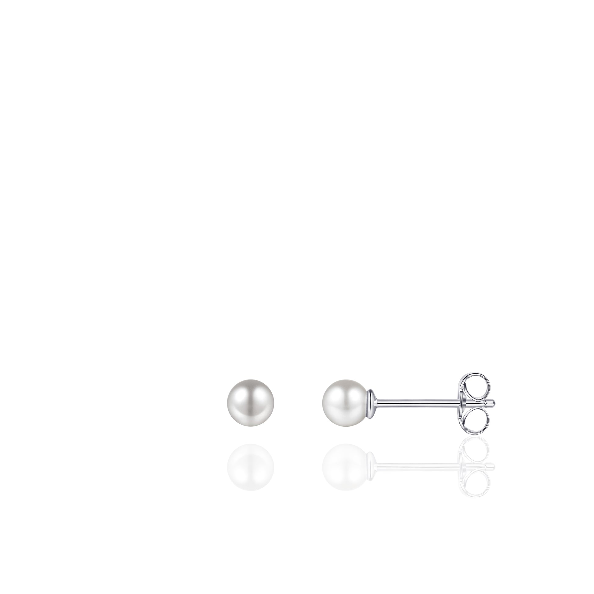 Glitz 4mm Pearl Stud Earrings - Silver - John Ross Jewellers