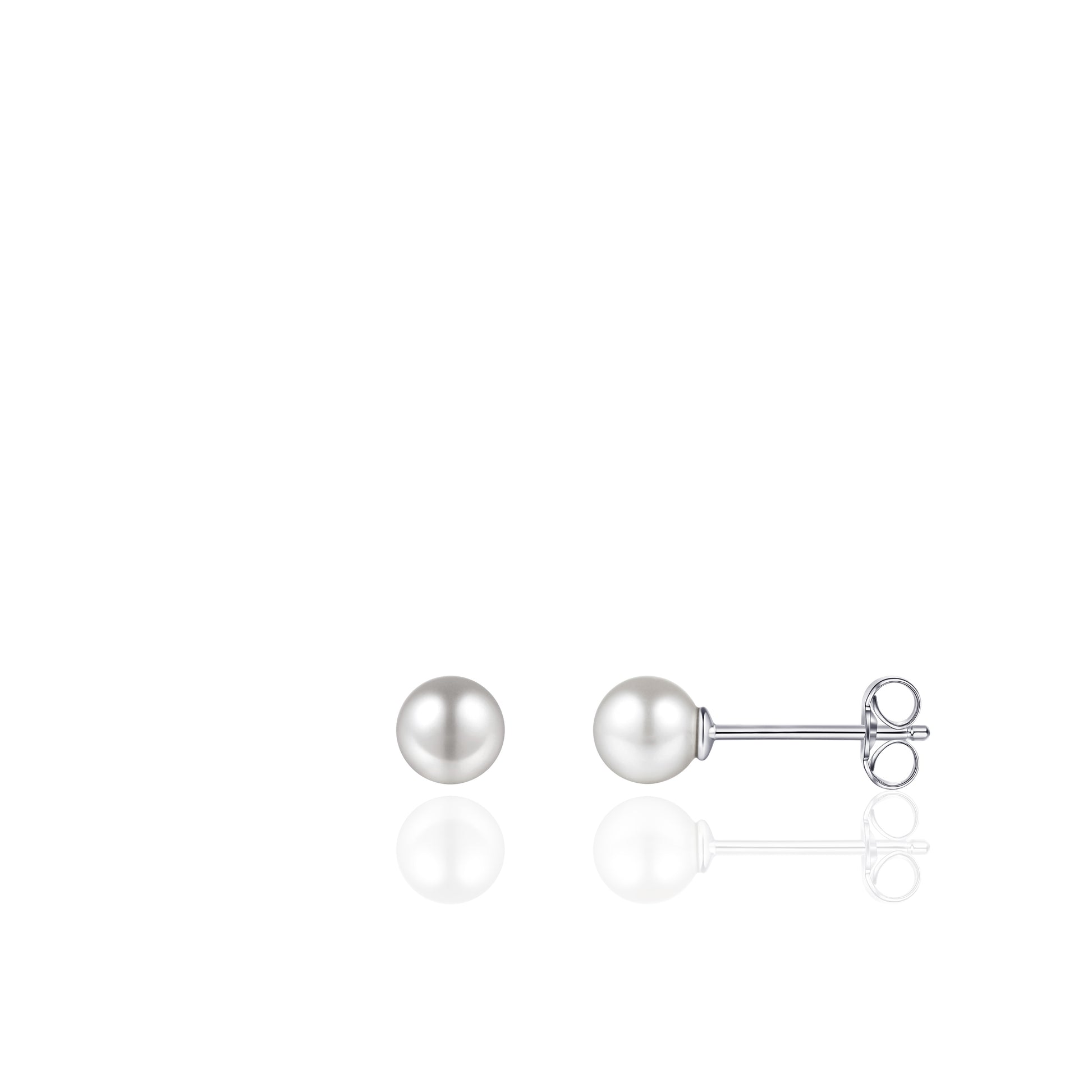 Glitz 5mm Pearl Stud Earrings - Silver - John Ross Jewellers