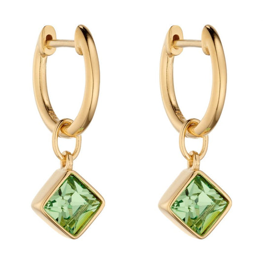 Sunshine Mint Crystal Hoop Earrings | 14mm - John Ross Jewellers