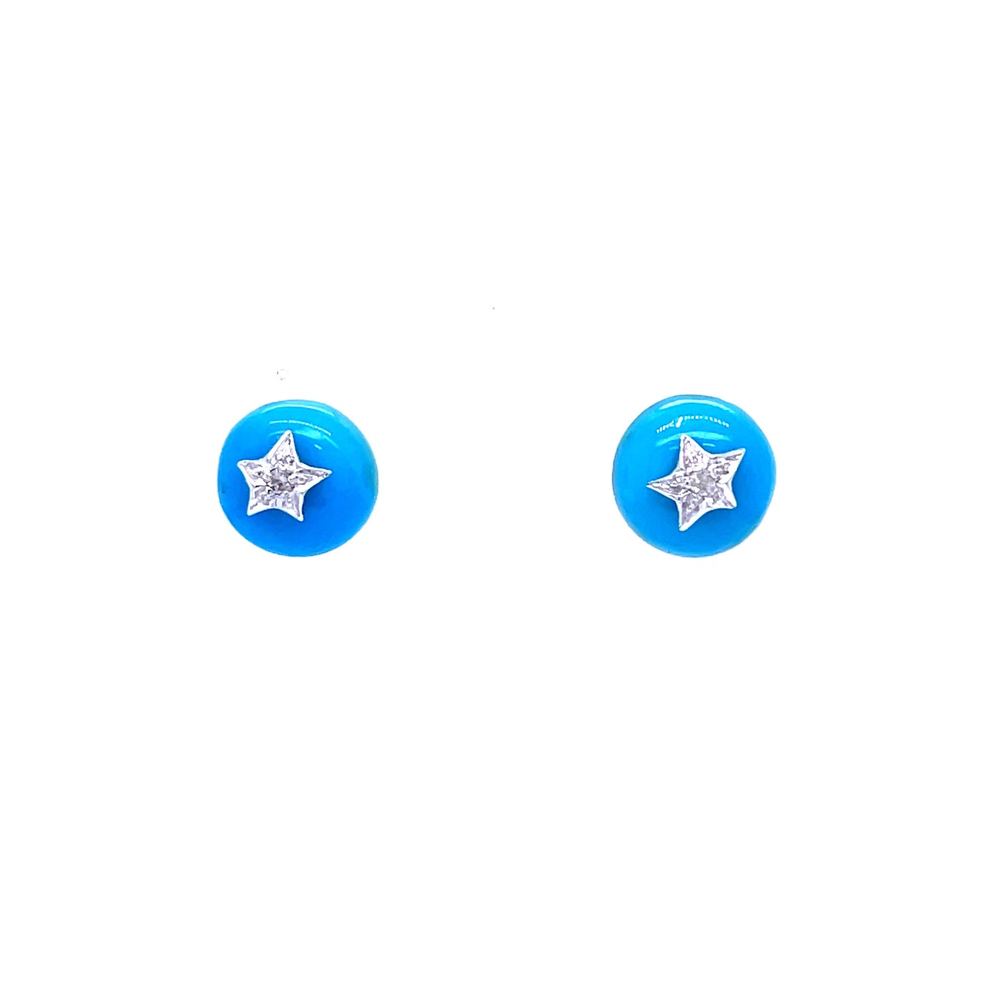 9ct Gold Turquoise & Diamond Star Stud Earrings - John Ross Jewellers