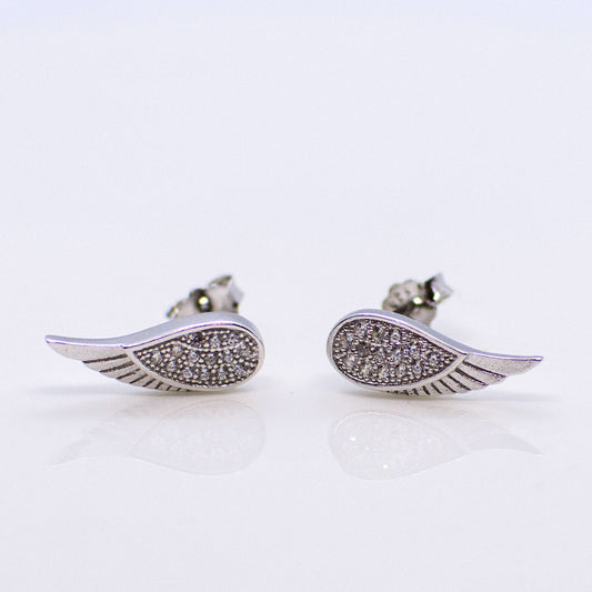 Silver CZ Wing Stud Earrings - John Ross Jewellers