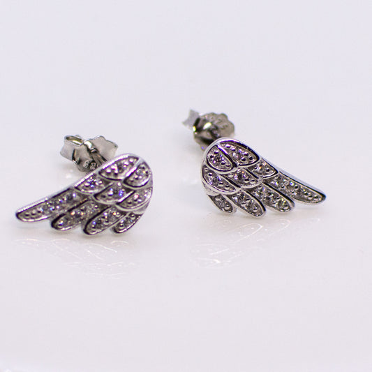 Silver CZ Wing Stud Earrings - John Ross Jewellers