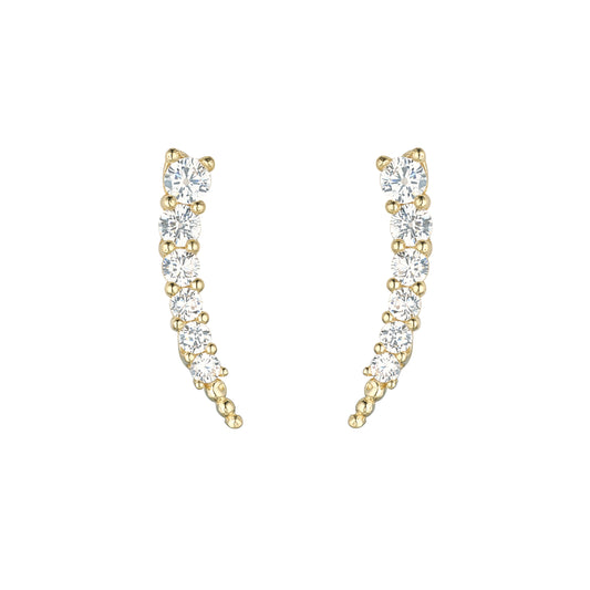 9ct Gold CZ Tapered Climber Stud Earrings - John Ross Jewellers