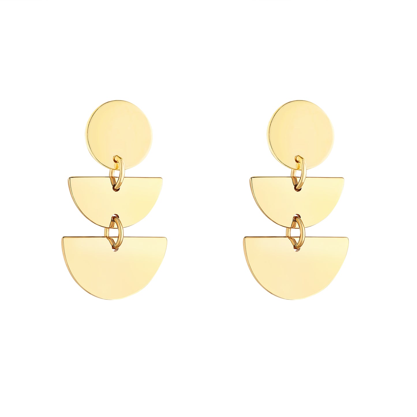 9ct Gold Geometric Disc Drop Earrings - John Ross Jewellers