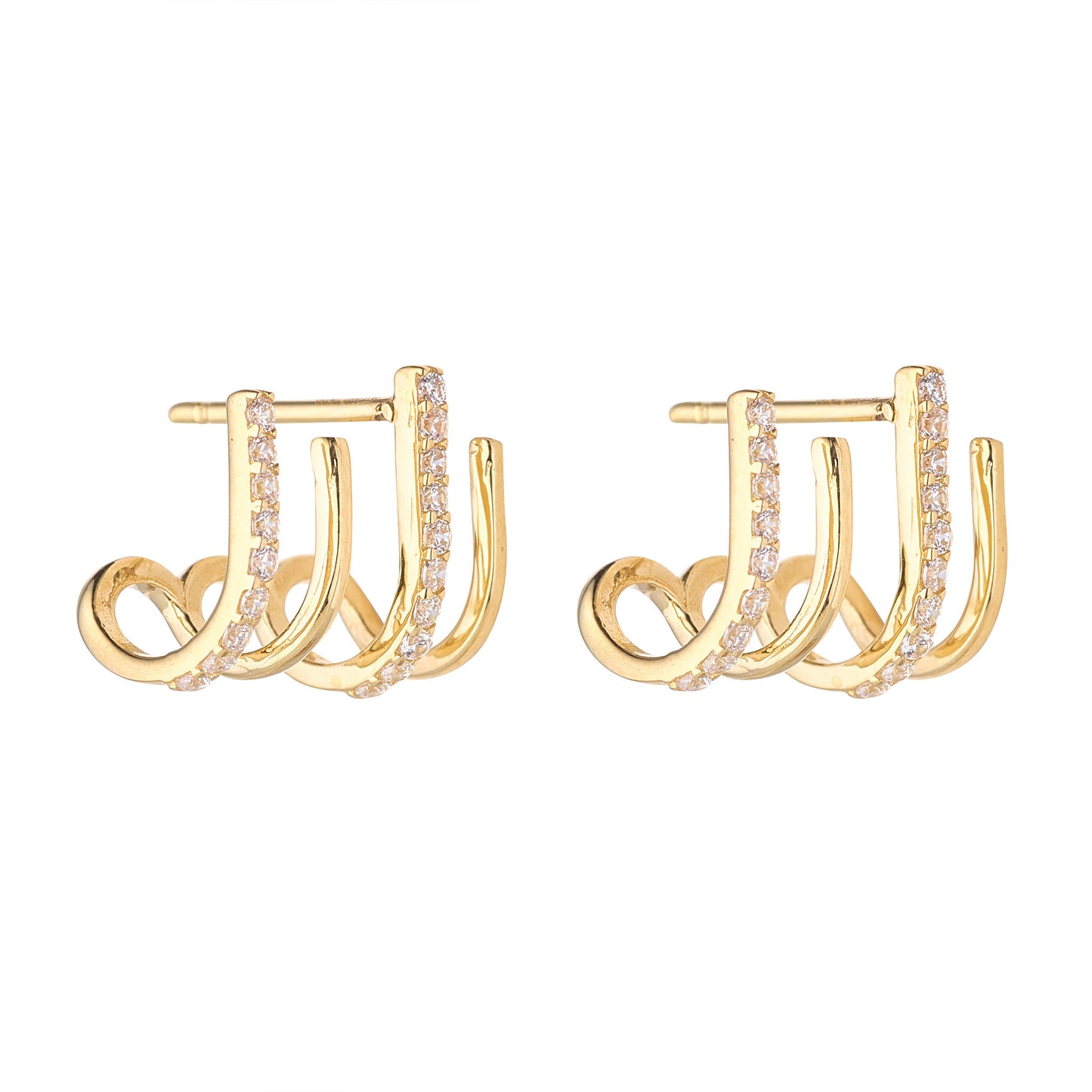 9ct Gold CZ Climber Earrings - John Ross Jewellers