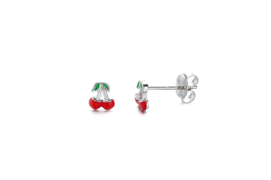 Silver Tiny Cherry Stud Earrings - John Ross Jewellers