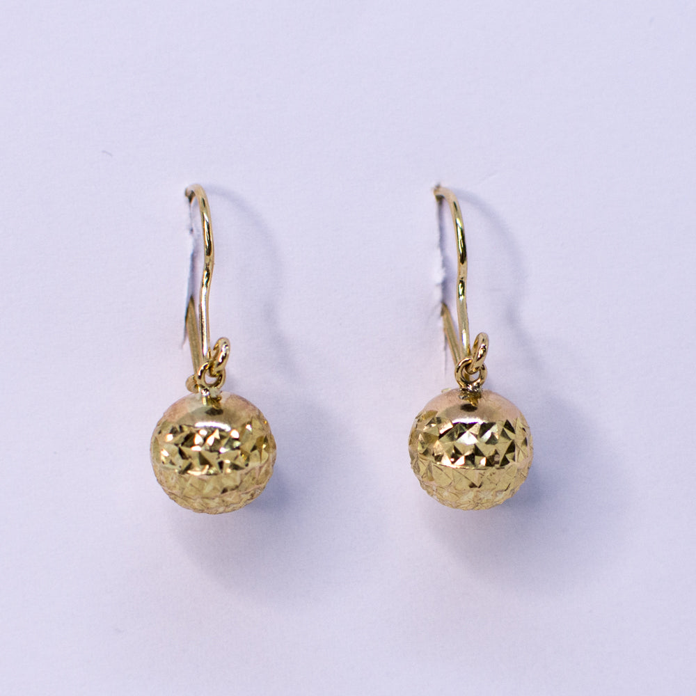 9ct Gold Diamond Cut Ball Drop Earrings - John Ross Jewellers