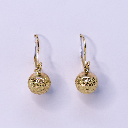 9ct Gold Diamond Cut Ball Drop Earrings - John Ross Jewellers