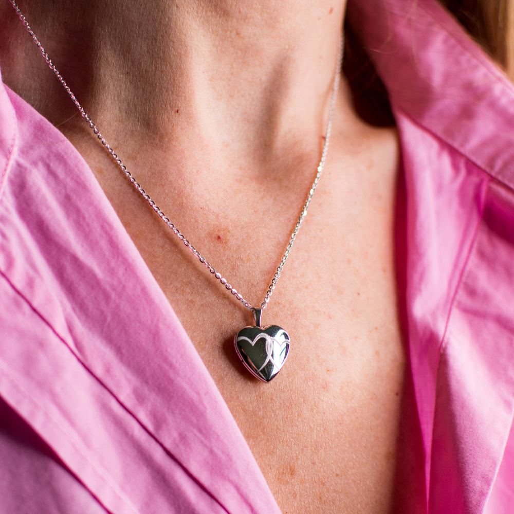 Silver Two Hearts Locket and Chain - John Ross Jewellers