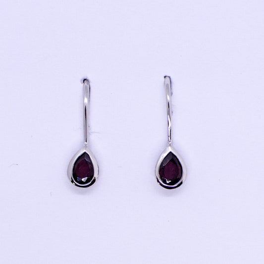 Silver Garnet Pear Drop Earrings - John Ross Jewellers