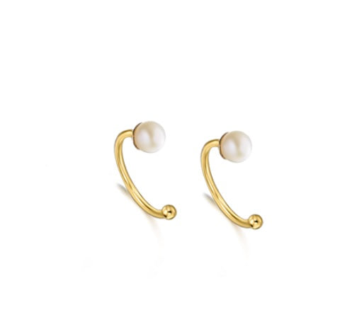 18ct Gold Freshwater Pearl Hoop Earrings | 10mm - John Ross Jewellers
