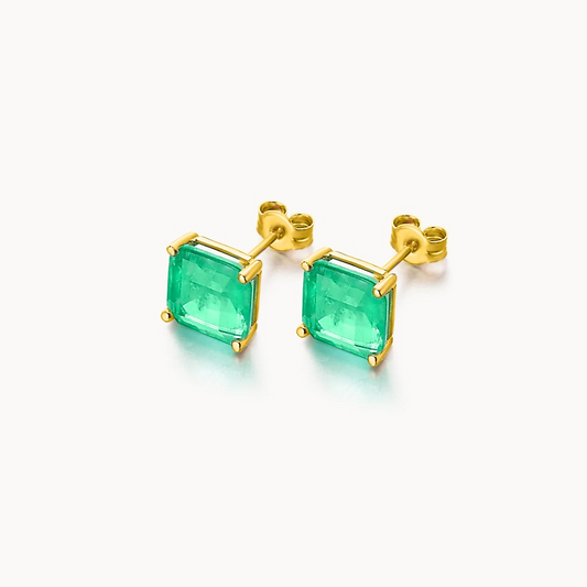 18ct Gold Green Quartz Stud Earrings - John Ross Jewellers