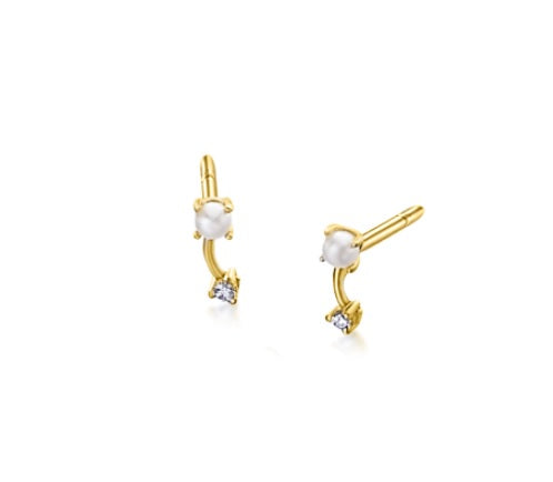18ct Gold Cultured Pearl & Diamond Stud Earrings - John Ross Jewellers
