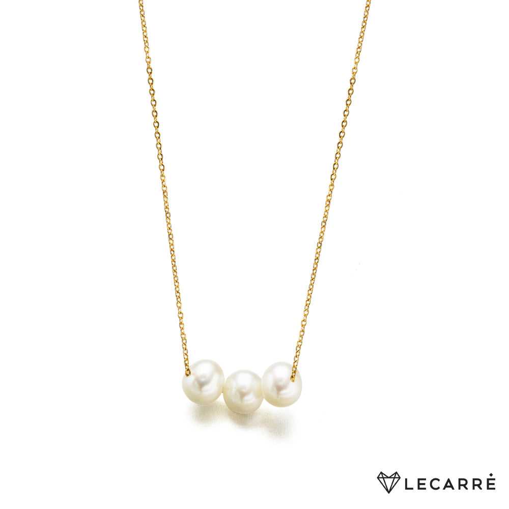 18ct Gold Three Pearl Slider Necklace - John Ross Jewellers