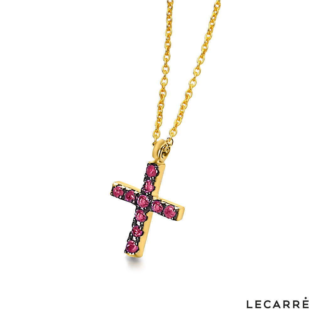 18ct Gold Ruby Cross Necklace - John Ross Jewellers